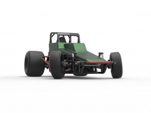 Vintage Sprint car while turning Scale 1 to 25 Modelo de Impressão 3D