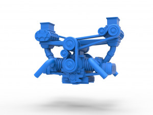 Flat 4 engine with double supercharger Scale 1 to 25 3D 프린트 모델