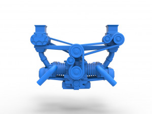 Flat 4 engine with double supercharger Scale 1 to 25 3D 프린트 모델