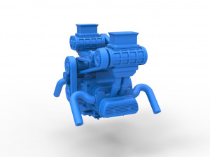 Flat 4 engine with double supercharger Scale 1 to 25 3D 프린트 모델