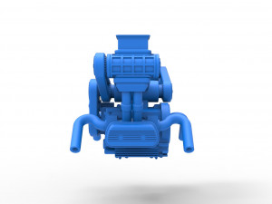 Flat 4 engine with double supercharger Scale 1 to 25 3D 프린트 모델