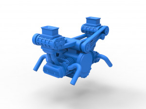 Flat 4 engine with double supercharger Scale 1 to 25 3D 프린트 모델