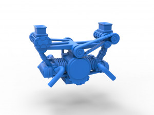 Flat 4 engine with double supercharger Scale 1 to 25 3D 프린트 모델
