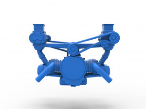 Flat 4 engine with double supercharger Scale 1 to 25 3D 프린트 모델