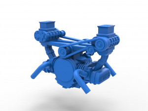 Flat 4 engine with double supercharger Scale 1 to 25 3D 프린트 모델