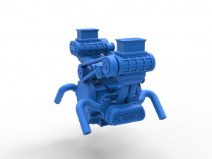 Flat 4 engine with double supercharger Scale 1 to 25 3D 프린트 모델