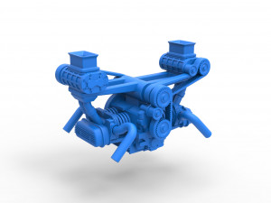 Flat 4 engine with double supercharger Scale 1 to 25 3D 프린트 모델