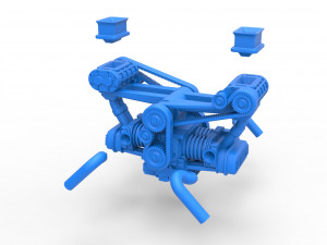 Flat 4 engine with double supercharger Scale 1 to 25 3D 프린트 모델
