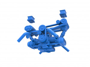 Flat 4 engine with double supercharger Scale 1 to 25 3D 프린트 모델