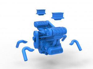 Flat 4 engine with double supercharger Scale 1 to 25 3D 프린트 모델