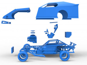 Dirt Modified stock car Scale 1 to 25 3D-printmodel
