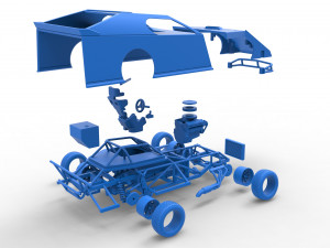 Dirt Modified stock car Scale 1 to 25 3D-printmodel