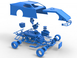 Dirt Modified stock car Scale 1 to 25 3D-printmodel