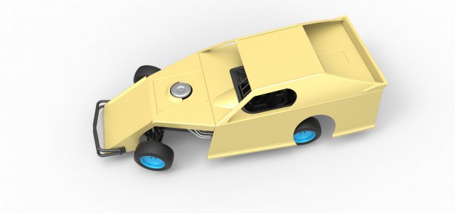 Diecast Dirt Modified Stock Car While Turning Scale 1 To 25 3D.