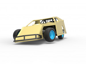 Dirt Modified stock car while turning Scale 1 to 25 3D Baskı Modeli