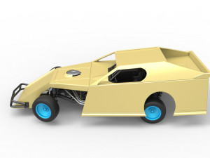 Dirt Modified stock car while turning Scale 1 to 25 3D Baskı Modeli
