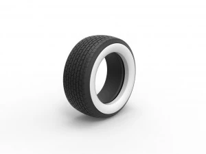 Whitewall Tire of Dirt Modified stock car Scale 1 to 25 3D Print Model