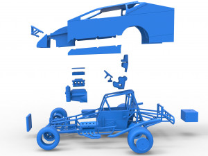 Northeast Dirt Modified stock car Scale 1 to 25 Modèles 3D en vedette