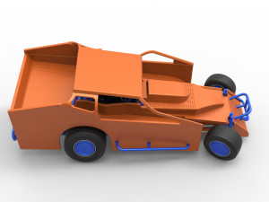 Northeast Dirt Modified stock car while turning Scale 1 to 25 3Dプリントモデル