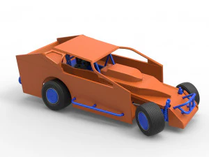 Northeast Dirt Modified stock car while turning Scale 1 to 25 3D Print Model