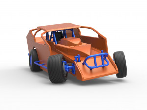 Northeast Dirt Modified stock car while turning Scale 1 to 25 3Dプリントモデル