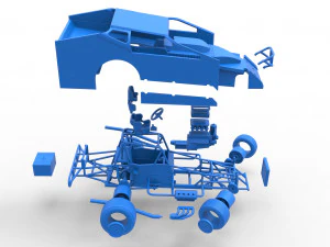 Northeast Dirt Modified stock car while turning Scale 1 to 25 3D Print Model