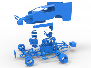 Northeast Outlaw Dirt Modified stock car Scale 1 to 25 3D Print Model
