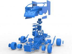 Northeast Outlaw Dirt Modified stock car Scale 1 to 25 3D Print Model