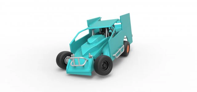 Northeast Outlaw Dirt Modified stock car while turning Scale 1 to 25 3D Print Model .c4d .max .obj .3ds .fbx .stl .blend 