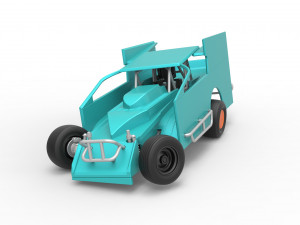 Northeast Outlaw Dirt Modified stock car while turning Scale 1 to 25 3D Print Model
