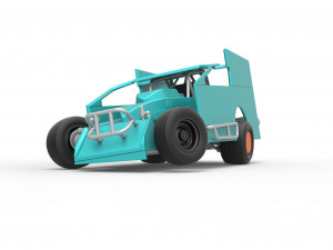 Northeast Outlaw Dirt Modified stock car while turning Scale 1 to 25 Model do druku 3D