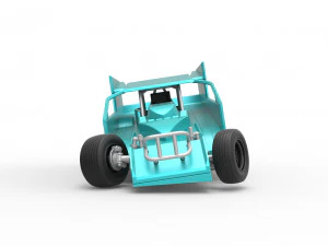 Northeast Outlaw Dirt Modified stock car while turning Scale 1 to 25 3D Print Model