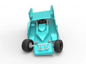 Northeast Outlaw Dirt Modified stock car while turning Scale 1 to 25 3D Print Model