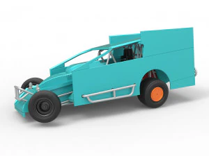 Northeast Outlaw Dirt Modified stock car while turning Scale 1 to 25 3D Print Model