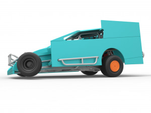 Northeast Outlaw Dirt Modified stock car while turning Scale 1 to 25 Model do druku 3D