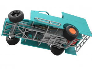 Northeast Outlaw Dirt Modified stock car while turning Scale 1 to 25 3D Print Model