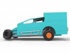 Northeast Outlaw Dirt Modified stock car while turning Scale 1 to 25 Model do druku 3D