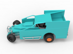 Northeast Outlaw Dirt Modified stock car while turning Scale 1 to 25 Model do druku 3D
