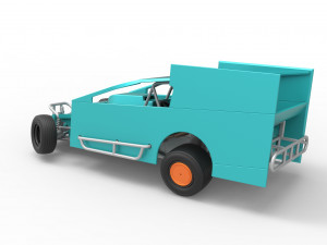 Northeast Outlaw Dirt Modified stock car while turning Scale 1 to 25 Model do druku 3D