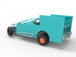 Northeast Outlaw Dirt Modified stock car while turning Scale 1 to 25 3D Print Model