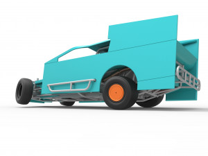 Northeast Outlaw Dirt Modified stock car while turning Scale 1 to 25 Model do druku 3D