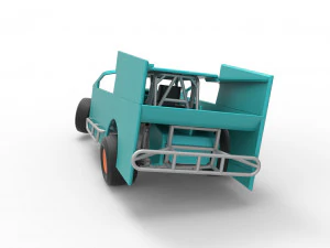 Northeast Outlaw Dirt Modified stock car while turning Scale 1 to 25 3D Print Model
