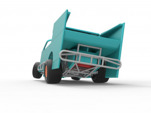 Northeast Outlaw Dirt Modified stock car while turning Scale 1 to 25 Model do druku 3D