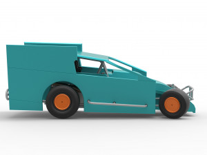 Northeast Outlaw Dirt Modified stock car while turning Scale 1 to 25 Model do druku 3D