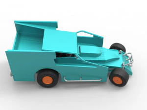 Northeast Outlaw Dirt Modified stock car while turning Scale 1 to 25 3D Print Model