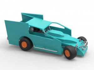 Northeast Outlaw Dirt Modified stock car while turning Scale 1 to 25 Model do druku 3D