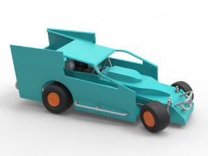 Northeast Outlaw Dirt Modified stock car while turning Scale 1 to 25 3D Print Model