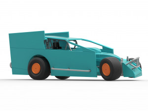 Northeast Outlaw Dirt Modified stock car while turning Scale 1 to 25 Model do druku 3D