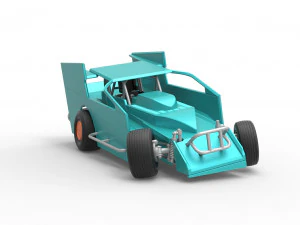 Northeast Outlaw Dirt Modified stock car while turning Scale 1 to 25 3D Print Model