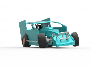 Northeast Outlaw Dirt Modified stock car while turning Scale 1 to 25 3D Print Model